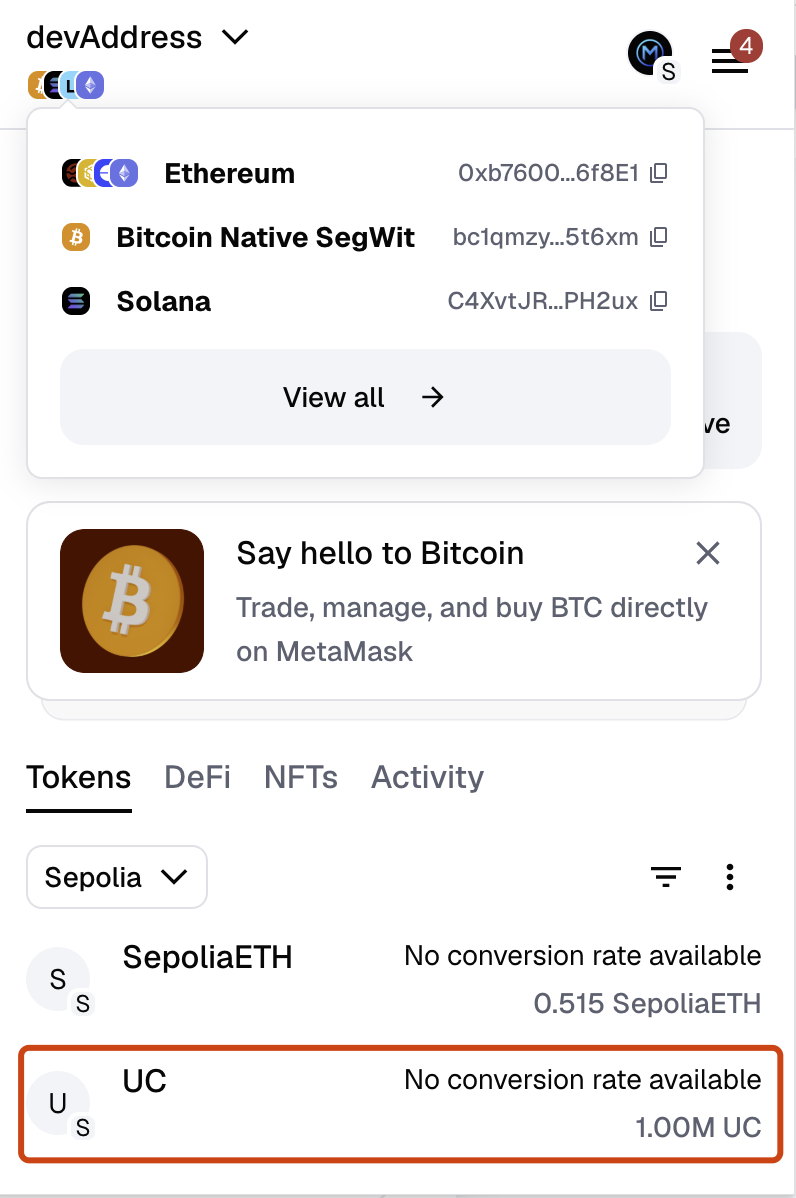 MetaMask Import successful